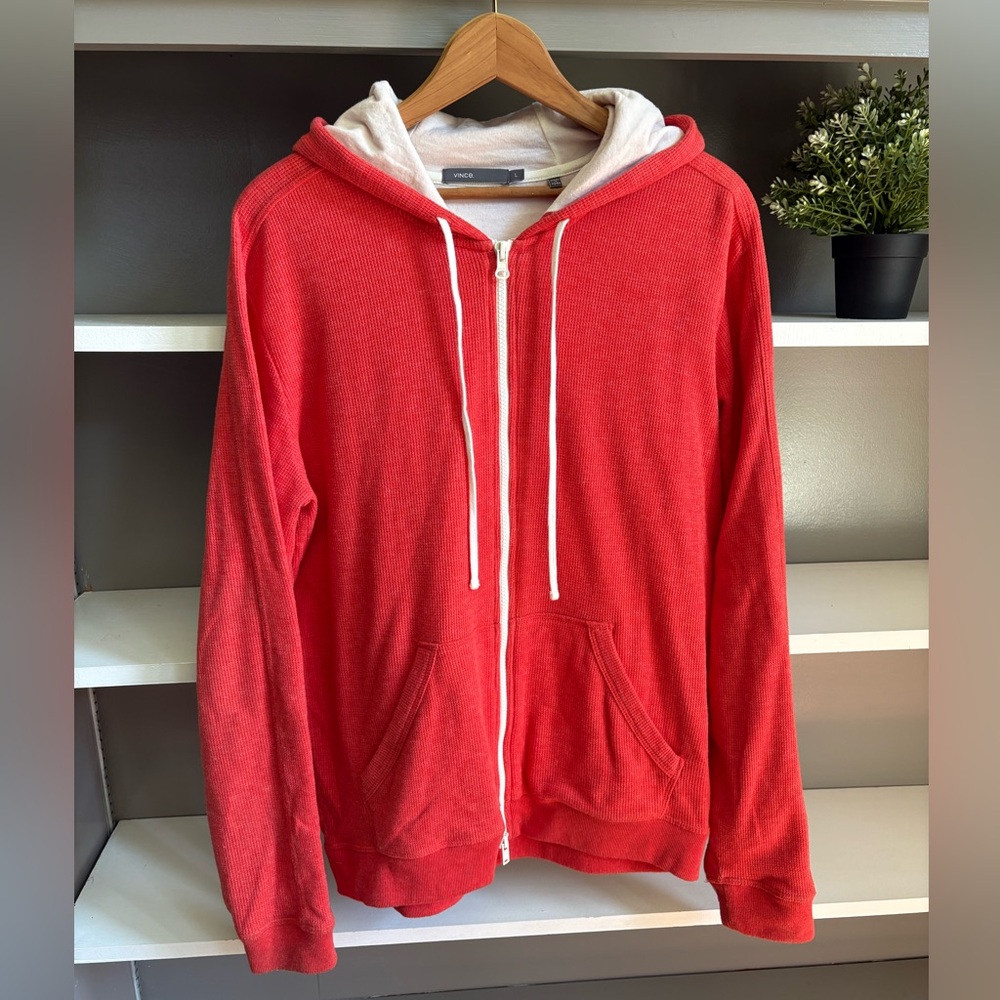 Vince Orange Full Zip Thermal Lined Hoodie
